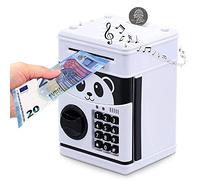Auped Salvadanaio elettronico password mini bancomat per Bambini, Banca dei Soldi per Contanti, Monete, Regalo (bianco)