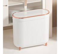 Aupekro Pattumiera da bagno con coperchio, 3,1 galloni/12 litri, sottile, cestino della spazzatura rettangolare in plastica stretta, per soggiorno, cucina, servizi igienici, ufficio (bianco)
