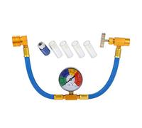 Aupoko Kit tubo di ricarica refrigerante R134A, tubo di ricarica A/C con manometro R134a può rubinetto R12 a R134A Valvola di retrofit a bassa pressione con tappo antipolvere