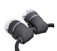 AUPOWER Maniglie, passeggino carrozzina manipolo impermeabile e antivento anti-gelo foderato in pile guanti universali scaldamani per passeggini rimorchio, bicicletta, nero