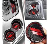 Auprite Tappetini antipolvere per accessori Dodge Challenger 2015 2016 2017 2018 2019 2020 2021 2022 2023, tappetini personalizzati per portabicchieri e tasche per console centrale (rosso, 11 pz/kit)