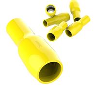 AUPROTEC 100x Cappucci Isolanti per Connettori 4 mm² - 6 mm² giallo Camicetta isolante V04 Guaina in PVC per Capicorda nudi di Potenza ad Occhiello Forchetta Puntale Spina ecc. per Cavi Fili Elettrici