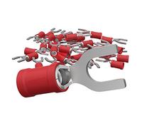 AUPROTEC 100x Connettore a Forcella 0,5-1,5 mm² rosso foro Ø M4 SV Capicorda Preisolati PVC Connettori a Forchetta Rame Stagnato Terminali Crimp per Cavi Fili Elettrici