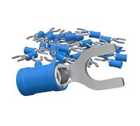 AUPROTEC 100x Connettore a Forcella 1,5-2,5 mm² blu foro Ø M4 SV Capicorda Preisolati PVC Connettori a Forchetta Rame Stagnato Terminali Crimp per Cavi Fili Elettrici