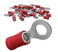 AUPROTEC 100x Connettore ad Occhiello 0,5-1,5 mm² rosso foro Ø M12 RV Capicorda Preisolati PVC Connettori ad Anello Rame Stagnato Terminali Crimp per Cavi Fili Elettrici