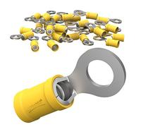 AUPROTEC 100x Connettore ad Occhiello 4,0-6,0 mm² giallo foro Ø M3,5 RV Capicorda Preisolati PVC Connettori ad Anello Rame Stagnato Terminali Crimp per Cavi Fili Elettrici