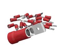 AUPROTEC 100x Connettore Maschio 0,5-1,5 mm² rosso 4,8 mm MDD Capicorda Preisolati PVC Connettori Crimp Ottone Stagnato Terminali per Cavi Fili Elettrici