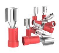 AUPROTEC 25x Connettore Doppio 0,5-1,5 mm² rosso PBDD Maschio + Femmina Capicorda Preisolati PVC Connettori Crimp Ottone Stagnato Terminali per Cavi Fili Elettrici