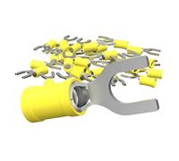 AUPROTEC 50x Connettore a Forcella 4,0-6,0 mm² giallo foro Ø M4 SV Capicorda Preisolati PVC Connettori a Forchetta Rame Stagnato Terminali Crimp per Cavi Fili Elettrici