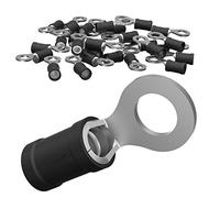 AUPROTEC 50x Connettore ad Occhiello 2,5-4,0 mm² nero foro Ø M4 RV Capicorda Preisolati PVC Connettori ad Anello Rame Stagnato Terminali Crimp per Cavi Fili Elettrici