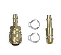 AUPROTEC Set d'Accoppiamento per aria compressa Raccordo Rapido Ottone 6mm + Innesto + Fascette