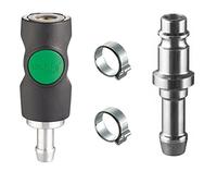 Auprotec - Set di innesto rapido ad aria compressa con giunto di sicurezza Prevost, 9 mm, raccordo a innesto + fascette