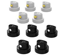 AUPROTEC Set di testine spray di ricambio, 10 pezzi, spray Caps Kit 5 testine spray a punti, nero/bianco + 5 testine a ventaglio, bianco/giallo