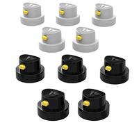 AUPROTEC Set di testine spray di ricambio, 10 pezzi, testina spray a ventaglio, 5 pezzi, nero/giallo + 5 x bianco/giallo