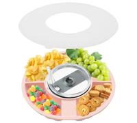 Auptiz Piatto da spuntino con coperchio, Vassoio per snack compatibile con Stanley Cup 40 oz, Vassoio per snack ad anello in silicone con 4 scomparti, vassoio riutilizzabile senza tazze - Rosa