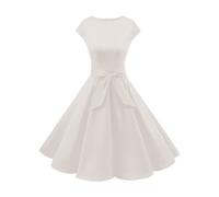 Aupuls A Line, abito da sposa da donna, anni '50, elegante, per feste, serate, cocktail, con cintura, bianco, XXL