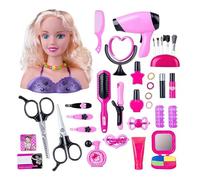 AUQUK 36pcs Tete da parrucchiere Trucco Giocattolo Bambina 3 4 5 6 7 8 Anni | Testa di acconciatura Asciugacapelli Trucco Accessori per parrucchiere, Set di acconciatura Giocattoli Regalo Compleanno