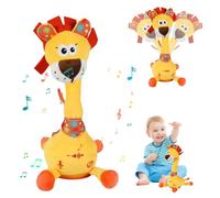 AUQUK Giocattolo Interattivo Musicale Danzante Giraffa Elefante Mucca | Giocattolo interattivo luminoso, registrazione e ripetizione, volume regolabile, ideale per compleanno e Natale