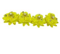 AURA MART Gajra per capelli da sposa con fiori gialli per donne, feste, matrimoni/chignon con fiori artificiali, confezione da 01