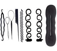 AURA MART Strumento per lo styling dei capelli, per chignon Juda Maker French Braid Tool per donne/ragazze, confezione -08, colore: nero