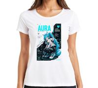 Aura Neon Fox Hacker Cyberpunk Japan Y2K - Maglietta da donna, bianco, L