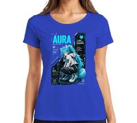 Aura Neon Fox Hacker Cyberpunk Japan Y2K - Maglietta da donna, Blu, 3XL