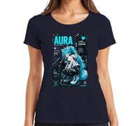 Aura Neon Fox Hacker Cyberpunk Japan Y2K - Maglietta da donna, blu navy, 3XL