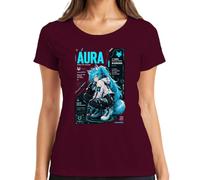 Aura Neon Fox Hacker Cyberpunk Japan Y2K - Maglietta da donna, bordeaux, 3XL