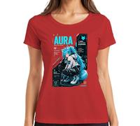 Aura Neon Fox Hacker Cyberpunk Japan Y2K - Maglietta da donna, Colore: rosso, S