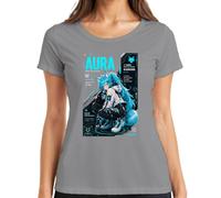 Aura Neon Fox Hacker Cyberpunk Japan Y2K - Maglietta da donna, grigio., L