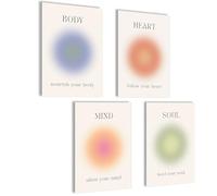 Aura Poster Set Immagini Body Mind Soul Heart Aesthetic Style Preppy Room Decor Y2K Estetica Yoga Legge di Attrazione Manifestazione