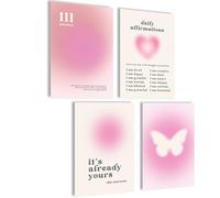 Aura - Set di poster di immagini Body Mind Soul Heart Aesthetic Style Preppy Room Decor Y2K Estetica Yoga Legge di Attrazione Manifestation (Aura Affirmations, set di poster 4 x A4 (21 x 30 cm) |