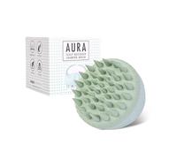 AURA - Spazzola massaggiante in silicone per cuoio capelluto con manico ergonomico, per massaggiare la testa con shampoo, morbida e delicata sulla pelle, ideale per cuoio capelluto sensibile (menta)
