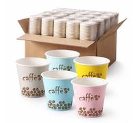 AURACAFFE' 300 Bicchierini Caffè Carta -BIODEGRADABILI- 75 ML, Bicchieri Caffe Usa e Getta Termici - Bicchieri Carta per Espresso Made In Italy, Bar, Ufficio, Hotel, Asporto, Multicolor