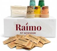 AURACAFFE' Kit Accessori caffè 100 Pz Zucchero di Canna | 100 Bicchierini Carta Biodegradabili 75 ml, 100 Palettine in Legno Monouso, 100 Bustine, Per Pausa Casa e Ufficio
