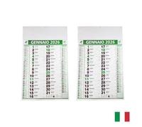 AURACASA Calendario 2026 Eco-Friendly da Muro - 3 Mesi per Pagina, Feste e Santi, Carta Riciclata FSC Certificata - 46,5x28,5 cm - 2 pezzi(Verde )