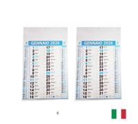 AURACASA Calendario 2026 Eco-Friendly da Muro - 3 Mesi per Pagina, Feste e Santi, Carta Riciclata FSC Certificata - 46,5x28,5 cm - 2 pezzi (Blu)