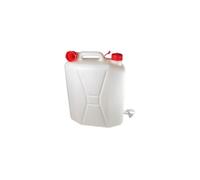 AURACASA Tanica per Acqua in Plastica,con Rubinetto, in bianco con Tappo Rosso, Contenitore Portatile (C/Rubinetto, 20 LT)
