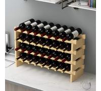 AuraCraft Portabottiglie di Vino,Portabottiglie a 4 piani Portabottiglie 32 Portabottiglie, Portabottiglie in legno massello naturale per bar cucina domestica