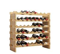 AuraCraft Portabottiglie di Vino,Portabottiglie a 6 piani Portabottiglie 48 Portabottiglie, Portabottiglie in legno massello naturale per bar cucina domestica