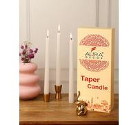 AuraDecor Confezione di candele coniche, candele da cena, candele per celebrazioni, candele da 25,4 cm, antigoccia, candela senza fumo, durata di combustione 8 ore (confezione da 4, bianco)