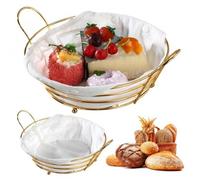 Aurafly 2 Pezzi Cestino Portapane da Colazione in Metallo, Cestino per Pane Ovale Cestino Pane da Tavola Centrotavola Portafrutta Fruttiere del Ristorante e Cucine per Cucina Panetteria Ristorante