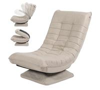 AuraFurn Poltrona relax ergonomica e girevole a 360°, schienale regolabile, supporto pieghevole fino a 150 kg, comoda sedia a sdraio per soggiorno, gioco, lettura beige