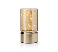Auraglow Lanterna Cilindro in Vetro con Luci Riso Piccola, Batteria Timer | Filo lucciole LED caldo in barattolo decorativo, senza fili, per caminetto, mensola, camera e decorazioni Natale