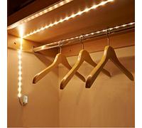 Auraglow Striscia LED Ricaricabile 1m con Sensore Movimento, per Armadio | Nastro 30 diodi tagliabile con PIR e Timer, centralina magnetica, ricarica USB, per credenza, cassetti e cucina