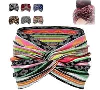 Aurali Acssart Printed Cross Yoga Headband Wide Boho Headbands for Women, Acssart Headbands, Non Slip Soft Fabric Workout Hair Accessories (F-1 PC)