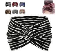 Aurali Acssart Printed Cross Yoga Headband Wide Boho Headbands for Women, Acssart Headbands, Non Slip Soft Fabric Workout Hair Accessories (E-1 PC)