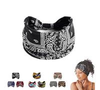 Aurali Acssart Printed Cross Yoga Headband,Wide Boho Non-Slip Soft Fabric Headband for Women, Ideal for Workout, Running, Fitness & Daily Wear (#7)