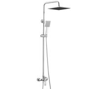 Auralum Colonna Doccia con Miscelatore, Asta Doccia con Soffione e Doccetta, Saliscendi Doccia Acciaio Inox Altezza Regolabile 90-130cm, Gruppo Doccia Completa con Miscelatore (Cromo, Quadrato 25cm)