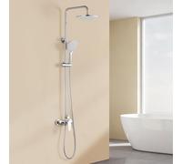 Auralum Colonna Doccia con Miscelatore, Saliscendi Doccia con Soffione e Doccetta 3 Modalità, Saliscendi Doccia Acciaio Inox Altezza Regolabile 90-130cm, Kit Doccia con Soffione e Doccetta Cromo